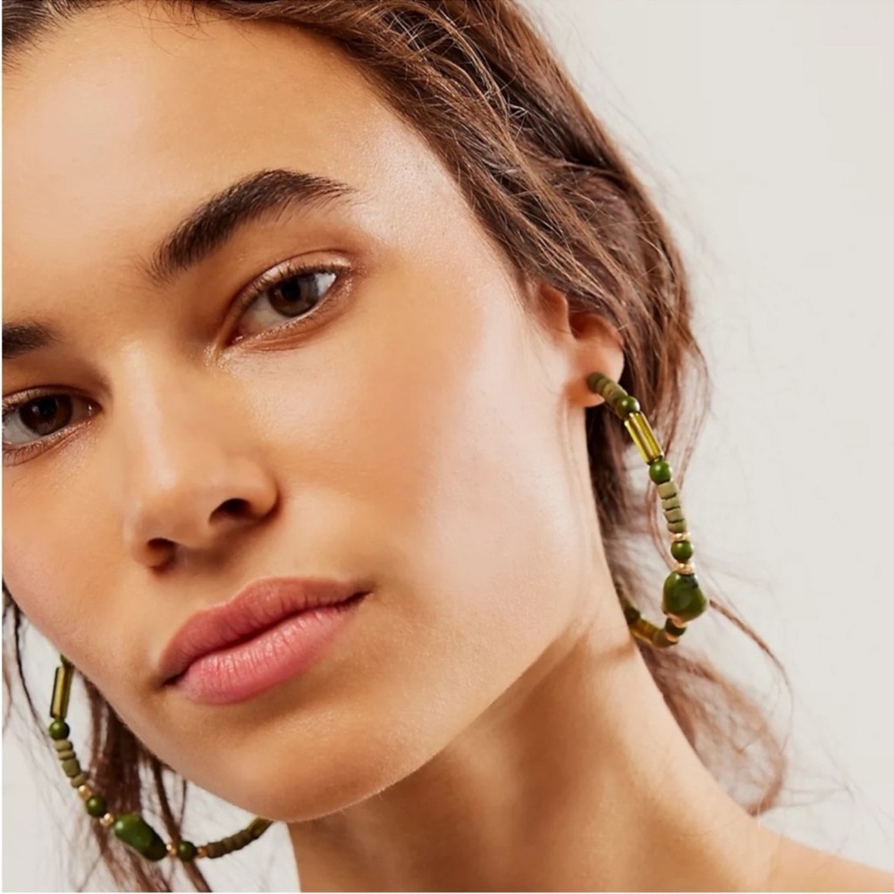Free People Bom Bom Island Bohemian Hoop Earrings